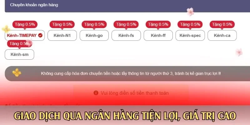 Giao dịch qua ngân hàng tiện lợi, giá trị cao